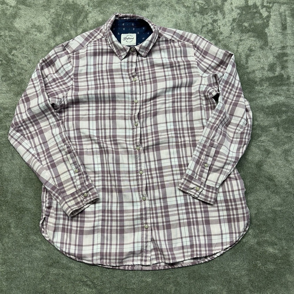 jachs girlfriend flannel shirt Women's Large, With‎ Pockets, Pink Plaid